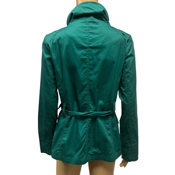 Last Kiss Green Cotton Button Up Double Breasted Belted Lightweight Jacket Large - Picture 6 of 12